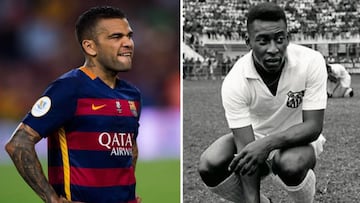 Dani Alves (left) and Pelé (right)