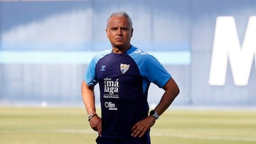 Sergio Pellicer en un entrenamiento del M¨¢laga.