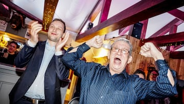 Leader of Demokraatit, Jens-Frederik Nielsen, reacts during the election party at cafe Killut in Nuuk, March 12, 2025. Ritzau Scanpix/Mads Claus Rasmussen via REUTERS ATTENTION EDITORS - THIS IMAGE WAS PROVIDED BY A THIRD PARTY. DENMARK OUT. NO COMMERCIAL OR EDITORIAL SALES IN DENMARK. TPX IMAGES OF THE DAY