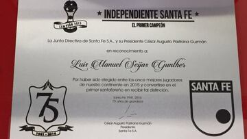Santa Fe homenajea a Seijas por el 11 ideal de América