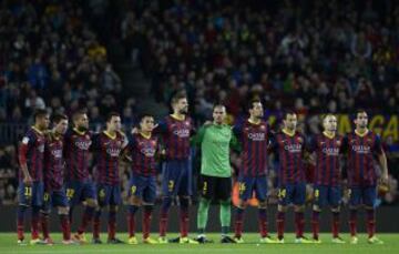 Barcelona-Espanyol. Minuto de silencio por el portero del Girona B Nil Marín, fallecido en accidente de tráfico.