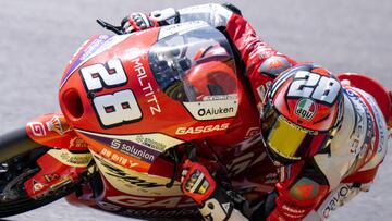 17 June 2022, Saxony, Hohenstein-Ernstthal: Motorsport/Motorcycle, German Grand Prix, second free practice Moto3, at the Sachsenring.  Izan Guevara from Spain of the Gasgas Aspar Team on track. Photo: Hendrik Schmidt/dpa (Photo by Hendrik Schmidt/picture alliance via Getty Images)