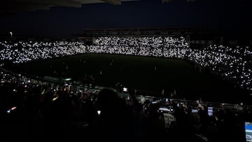 Panorámica a oscuras de El Arcángel el pasado viernes en el partido ante el Betis