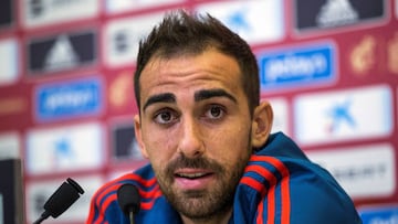 GRAF2829. LAS ROZAS (MADRID) (ESPAÑA), 09/10/2018.- El delantero de la selección española Paco Alcácer, durante la rueda de prensa celebrada en la ciudad del Fútbol de Las Rozas en Madrid. EFE / Rodrigo Jimenez