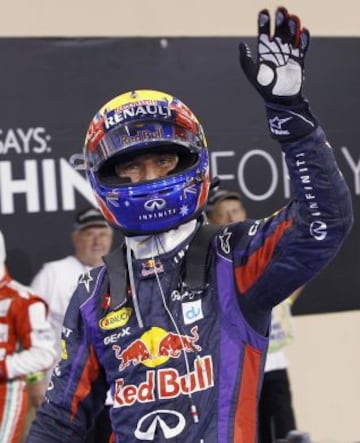 Mark Webber feliz tras conseguir la pole.