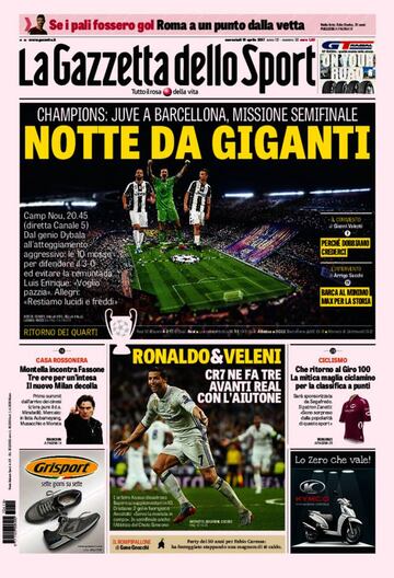 Portada de &#039;La Gazzetta dello Sport&#039;.