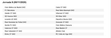 El calendario de LaLiga al completo