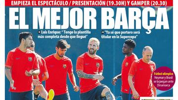 Portada de Mundo Deportivo del 9 de agosto de 2016, con especial atenci&oacute;n al torneo Joan Gamper entre el Bar&ccedil;a y el Sampdoria.