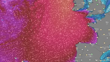 Mapa de Europa occidental recibiendo olas gigantes del Atl&aacute;ntico Norte, la primera semana de noviembre del 2022. 