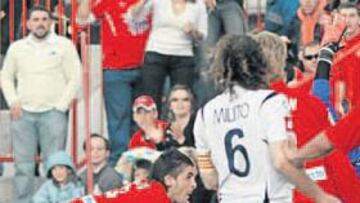 <b>DECISIVO. </b>Portillo marcó así, de cabeza, el gol de la victoria del Nàstic y su noveno tanto en Liga.