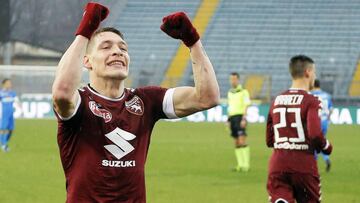 Andrea Belotti, celebra un gol del Torino.