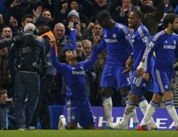 1-0. Chelsea-Everton. Willian celebró el gol.