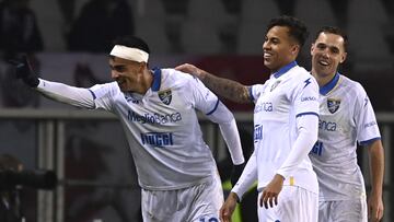 Reinier celebra su gol en el partido de Copa de Italia entre el Torino y el Frosinone.