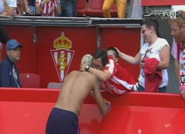 Neymar le regaló su camiseta a un sportinguista discapacitado