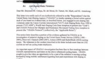 La USADA comunicó en junio a Armstrong sus cargos de dopaje