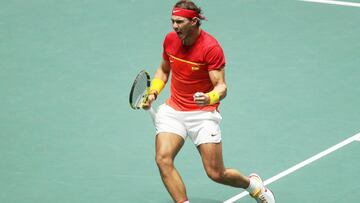 Rafa Nadal celebra un punto en la final de la Copa Davis.