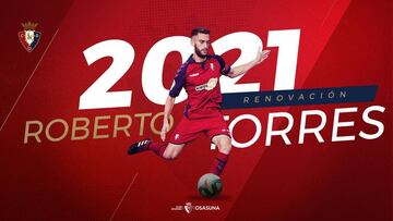 Torres renueva un año con Osasuna, hasta 2021