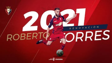 Torres renueva un año con Osasuna, hasta 2021