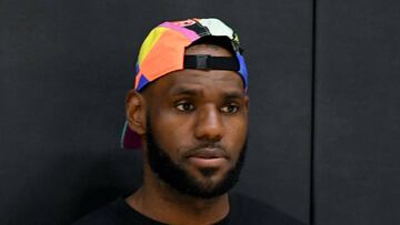 EL SEGUNDO, CALIFORNIA - MAY 20: LeBron James of the Los Angeles Lakers head present during as new Lakers head coach Frank Vogel speaks to media at a press conference at UCLA Health Training Center on May 20, 2019 in El Segundo, California.   Harry How/Getty Images/AFP
 == FOR NEWSPAPERS, INTERNET, TELCOS &amp; TELEVISION USE ONLY ==