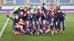 Jugadoras del Levante celebran el pase a la final de la Supercopa tras superar al Logro&ntilde;o.