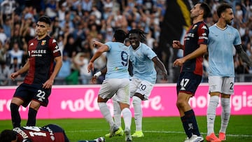 Rome (Italy), 27/10/2024.- Lazio's Pedro celebrates his goal with teammates during the Italian Serie A soccer match between SS Lazio and Genoa CFC at the Olimpico stadium in Rome, Italy, 27 October 2024. (Italia, Génova, Roma) EFE/EPA/RICCARDO ANTIMIANI