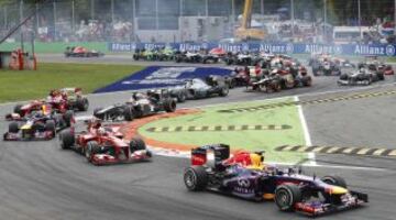 Vettel a la cabeza en la salida, seguido de Massa, Webber y Alonso.