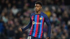 Ansu Fati of FC Barcelona during the La Liga match between FC Barcelona and Getafe CF played at Spotify Camp Nou Stadium on January 22, 2023 in Barcelona, Spain. (Photo by Colas Buera / Pressinphoto / Icon Sport)