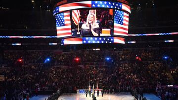 Fergie performs at the 2018 NBA All-Star Game, February 18, 2018 at Staples Center in Los Angeles, California. / AFP PHOTO / Robyn Beck