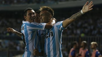 Buenos Aires, 27 Febrero 2018 Argentina
 COPA LIBERTADORES
 Racing Club vs Cruzeiro de Brasil en el Estadio Juan D Peron.
 Festejo de Gol Lautaro Martinez de Racing Club
 Foto Ortiz Gustavo
 