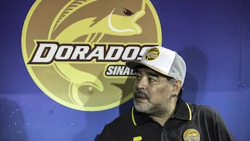 In this file photo taken on September 17, 2018, Argentine legend Diego Maradona is pictured during his first match as coach of Mexican second-division club Dorados