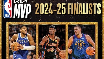 Giannis Antetokounmpo, Shai Gilgeous-Alexander y Nikola Jokic, candidatos al MVP 2025.