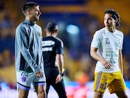 (L-R), Brothers Mauro Lainez of Juarez and Diego Lainez of Tigres during the game Tigres UANL vs FC Juarez, corresponding to Round 07 of the Torneo Clausura 2023 of the Liga BBVA MX, at Universitario Stadium, on February 14, 2023.
<br><br>
(I-D), Hermanos Mauro Lainez de Juarez y Diego Lainez de Tigres durante el partido Tigres UANL vs FC Juarez, Correspondiente a la Jornada 07 del Torneo Clausura 2023 de la Liga BBVA MX, en el Estadio Universitario, el 14 de Febrero de 2023.