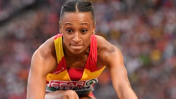 Ana Peleteiro compite en la final de Triple Salto de los Europeos de Atletismo en Berl&iacute;n.