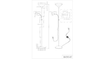 Lámpara de pie para leer Reality R4393-87 con 180 cm de altura