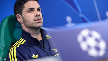 Lisbon (Portugal), 06/04/2026.- Arsenal head coach Mikel Arteta attends a press conference at Jose Alvalade Stadium in Lisbon, Portugal, 06 April 2026. Arsenal will face Sporting on 07 of April for the first leg of the UEFA Champions League quarter final. (Liga de Campeones, Lisboa) EFE/EPA/MIGUEL A. LOPES