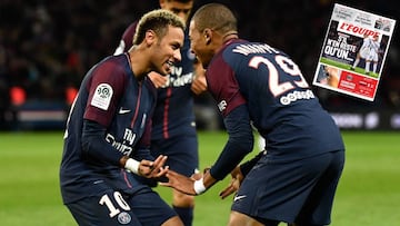 Neymar y Mbapp&eacute; celebran un gol