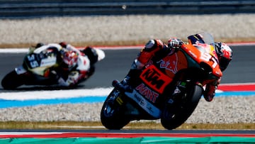 MotoGP - TT Assen Grand Prix - TT Circuit Assen, Assen, Netherlands - June 25, 2023 Red Bull KTM Ajo's Pedro Acosta in action during the Moto2 race REUTERS/Piroschka Van De Wouw