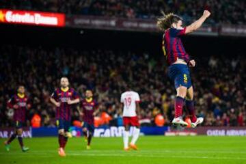 EL defensa Puyol marcó el 3-0.