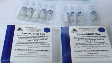 (FILES) File photo taken on February 22, 2021 of vials of Russian-made Sputnik V Covid-19 vaccine in Podgorica. - The Ecuadorean Health Regulation Agency (Arcsa) announced it authorised Russian vaccine against COVID-19 Sputnik V on May 14, 2021, adding up to other Latin American countries as Brazil, Argentina, Bolivia, Venezuela and Paraguay in the use of this immuniser. (Photo by SAVO PRELEVIC / AFP)