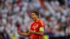 Rodri celebra el pase a semifinales ante Alemania.