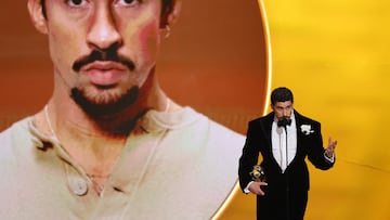 Speaking as he picked up an award the 2026 Grammy Awards on Sunday, Bad Bunny took aim at the ongoing immigration crackdown in the U.S.