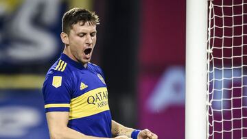 BUENOS AIRES, ARGENTINA - APRIL 17: Franco Soldano of Boca Juniors celebrates after scoring the third goal of his team during a match between Boca Juniors and Atletico Tucuman as part of Copa de la Liga Profesional 2021 at Estadio Alberto J. Armando on April 17, 2021 in Buenos Aires, Argentina. (Photo by Marcelo Endelli/Getty Images)