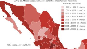 Mapa y casos de coronavirus en México por estados hoy 27 de junio