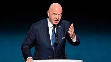 Auckland (New Zealand), 22/10/2022.- FIFA President Giovanni Infantino speaks during the FIFA Women'Äôs World Cup Australia and New Zealand 2023 Draw at Aotea Centre, Auckland, New Zealand, 22 October 2022. (Mundial de Fútbol, Nueva Zelanda) EFE/EPA/ALAN LEE AUSTRALIA AND NEW ZEALAND OUT