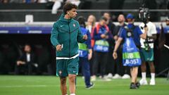 Portugal's forward #11 Joao Felix inspects the pitch before the UEFA Euro 2024 round of 16 football match between Portugal and Slovenia at the Frankfurt Arena in Frankfurt am Main on July 1, 2024. (Photo by JAVIER SORIANO / AFP)