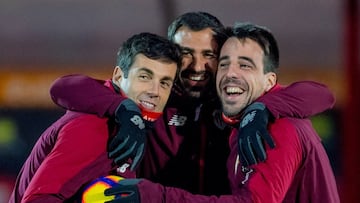 Susaeta, con Balenziaga y Beñat en Lezama.