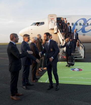 The Spain squad arrive for Euro 2016