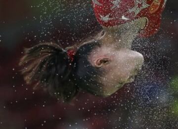 Fan Yilin de China en la disciplina de gimnasia artística.