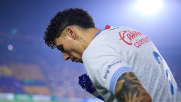 Jorge Sanchez of Cruz Azul during the Semi-Finals first leg match between Tigres UANL and Cruz Azul as part of the CONCACAF Champions Cup 2025, at Universitario Stadium on April 23, 2025 in Monterrey, Nuevo Leon, Mexico.