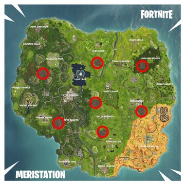 Mapa de las zonas corruptas de Fortnite Battle Royale